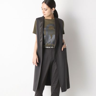 Mfil ブラック ロングベスト（新品未使用品✨） eclaT style(R) メランジキーネックロングベスト