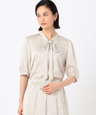 ＜COMME CA (Women)＞【セットアップ対応】ウェーブサテンドットプリント　ブラウス（１５０４ＢＧ０９）