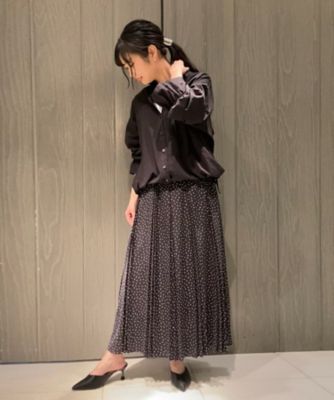 【セットアップ対応】ウェーブサテンドットプリント　プリーツスカート（１５０４ＦＧ１１）