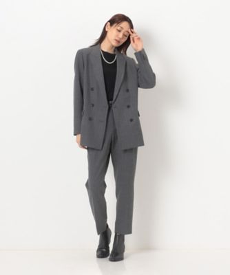 オーラリー コットン ストライプ柄ショールカラー 4Bダブルスーツ