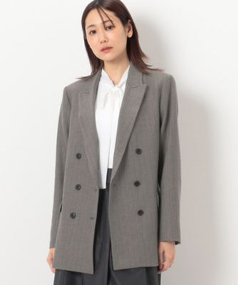 オーラリー コットン ストライプ柄ショールカラー 4Bダブルスーツ