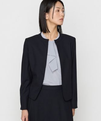 大きいサイズ！TO BE CHIC 白フリル アセテートノーカラージャケット