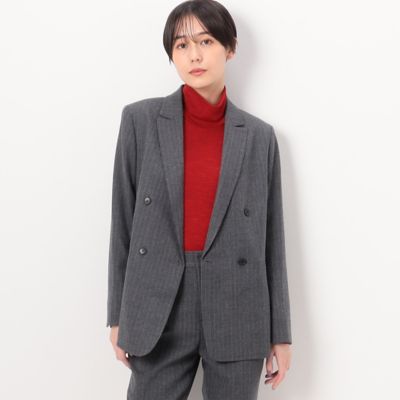 ＜COMME CA (Women)＞【セットアップ対応】ウールストライプ　ダブルジャケット（１５０６ＧＥ１２）