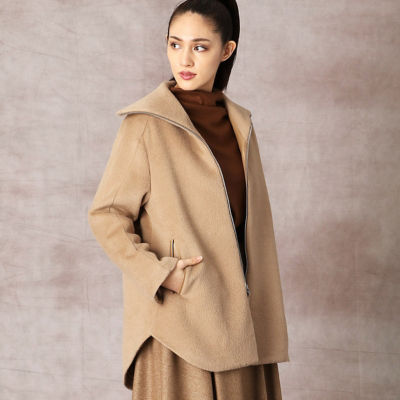 yu-naXSサイズアルパカ毛コートホワイト系 アルパカ混シャギーチェスターコート【DRAWELL】|ネミカ | レリアン