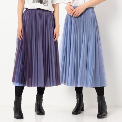 COMME CA コムサ リバーシブル チュールスカート ブラックホワイト