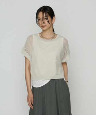 COMME CA (Women)/コムサ 透かし編みレース柄 レイヤードニット(1550IM01) ベージュ トップス【三越伊勢丹/公式】