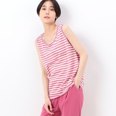 ＜三越伊勢丹/公式＞【SALE】COMME CA (Women)/コムサ コンパクト天竺ボーダー タンクトップ ピンク トップス【三越伊勢丹/公式】