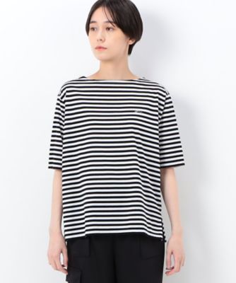 シルケット天竺ボーダー　　ボートネック５分袖Ｔシャツ（１５６０ＥＣ２１）
