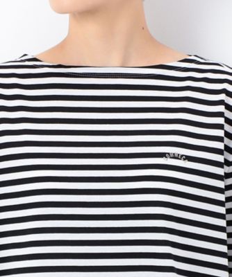 シルケット天竺ボーダー　　ボートネック５分袖Ｔシャツ（１５６０ＥＣ２１）