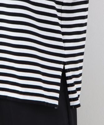 シルケット天竺ボーダー　　ボートネック５分袖Ｔシャツ（１５６０ＥＣ２１）
