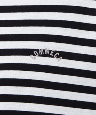 シルケット天竺ボーダー　　ボートネック５分袖Ｔシャツ（１５６０ＥＣ２１）