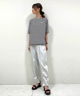 シルケット天竺ボーダー　　ボートネック５分袖Ｔシャツ（１５６０ＥＣ２１）