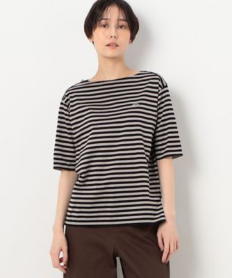 シルケット天竺ボーダー　　ボートネック５分袖Ｔシャツ（１５６０ＥＣ２１）