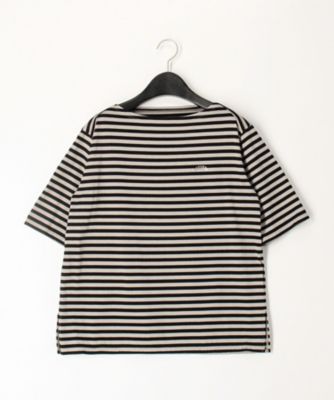 シルケット天竺ボーダー　　ボートネック５分袖Ｔシャツ（１５６０ＥＣ２１）