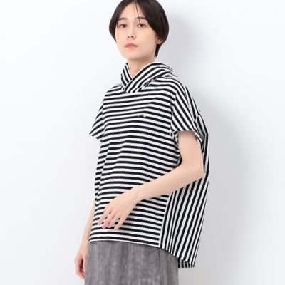 ＜COMME CA (Women)＞シルケット天竺ボーダー　フード付きプルオーバー（１５６０ＥＣ２２）