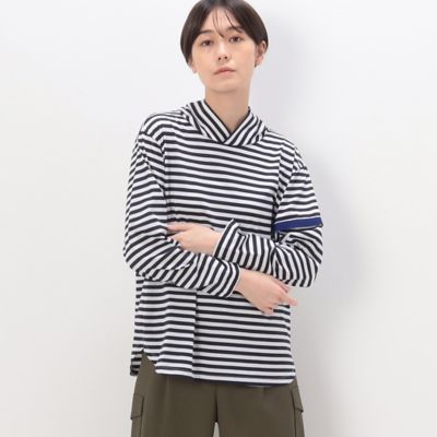 ＜COMME CA (Women)＞シルケット天竺ボーダー　フード付きプルオーバー（１５６０ＥＥ０２）