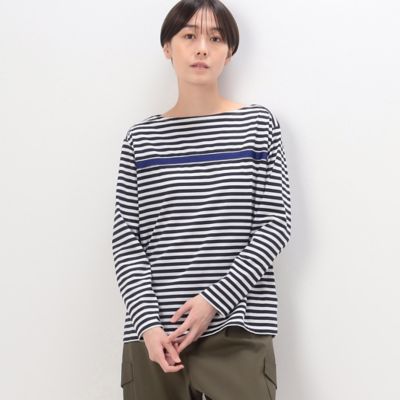 ＜COMME CA (Women)＞シルケット天竺ボーダー　ボートネックＴシャツ（１５６０ＥＥ０３）