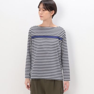 シルケット天竺ボーダー　ボートネックＴシャツ（１５６０ＥＥ０３）