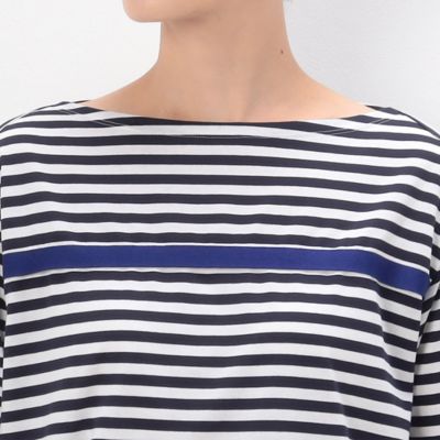 シルケット天竺ボーダー　ボートネックＴシャツ（１５６０ＥＥ０３）