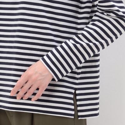 シルケット天竺ボーダー　ボートネックＴシャツ（１５６０ＥＥ０３）