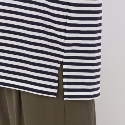 シルケット天竺ボーダー　ボートネックＴシャツ（１５６０ＥＥ０３）