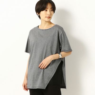 ＜三越伊勢丹/公式＞【SALE】COMME CA (Women)/コムサ シルケット天竺ボーダー プルオーバー グレー トップス【三越伊勢丹/公式】