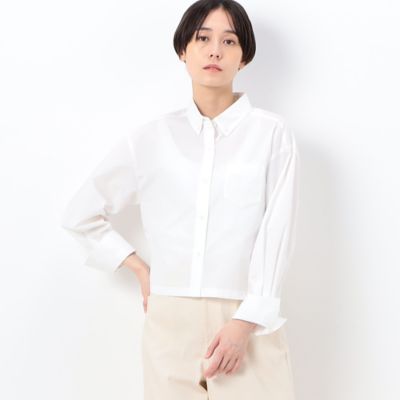 COMME CA (Women)/コムサ オーガニックコットンマグワッシャー クロップド丈シャツ(1571HC16)