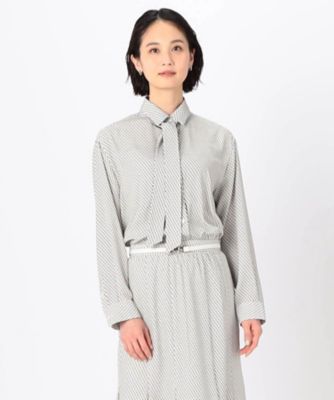 ＜COMME CA (Women)＞【セットアップ対応】バックサテンアムンゼン幾何小紋柄　シャツ（１５７２ＨＧ０６）