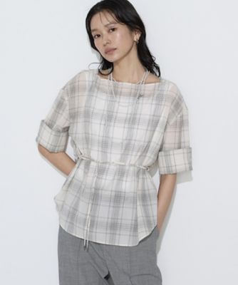 ＜COMME CA (Women)＞モノトーンシアーチェック　ブラウス（１５７３ＢＯ１１）
