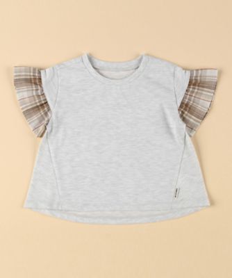 COMME CA ISM (Baby&Kids)/コムサイズム (ベビー&キッズ) チェック使い 袖フリルTシャツ(ベビーサイズ)(2341TI03)