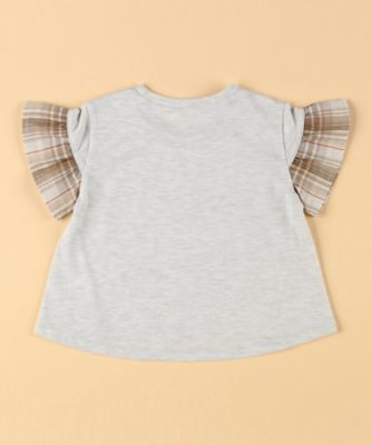 チェック使い　袖フリルＴシャツ（ベビーサイズ）（２３４１ＴＩ０３）