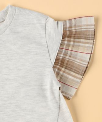 チェック使い　袖フリルＴシャツ（ベビーサイズ）（２３４１ＴＩ０３）