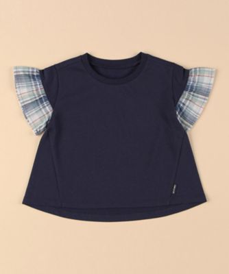 チェック使い　袖フリルＴシャツ（ベビーサイズ）（２３４１ＴＩ０３）