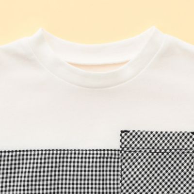 ギンガムチェック使い　半袖Ｔシャツ（８０・９０ｃｍ）（２３４３ＴＣ０２）