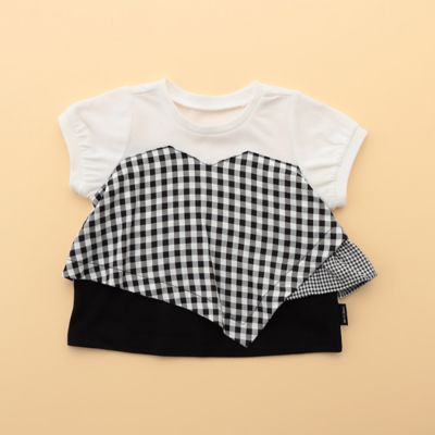 ＜COMME CA ISM (Baby&Kids)＞ギンガムチェック使い　重ね着風デザインＴシャツ（８０・９０ｃｍ）（２３４３ＴＣ０３）