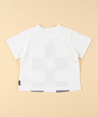 ギンガムチェック使い　パッチワーク半袖Ｔシャツ（ベビーサイズ）（２３４６ＴＫ１７）