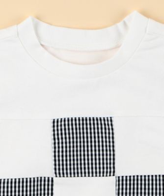 ギンガムチェック使い　パッチワーク半袖Ｔシャツ（ベビーサイズ）（２３４６ＴＫ１７）