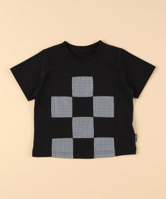 ギンガムチェック使い　パッチワーク半袖Ｔシャツ（ベビーサイズ）（２３４６ＴＫ１７）