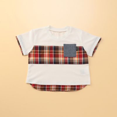 マドラスチェック使い　半袖Ｔシャツ（８０・９０ｃｍ）（２３４７ＴＣ０５）