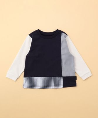 COMME CA ISM (Baby & Kids)/コムサイズム (ベビー & キッズ) ストライプコンビデザイン 長袖Tシャツ(ベビーサイズ)(2361TK07) ネービーブルー ベビー用トップス【三越伊勢丹/公式】