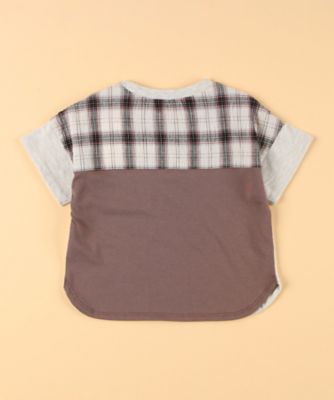 ワッシャーチェック使い　半袖Ｔシャツ（ベビーサイズ）（２３６１ＴＫ２３）