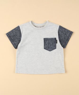 COMME CA ISM (Baby&Kids)/コムサイズム (ベビー&キッズ) ヒッコリープリント使い　半袖Ｔシャツ（ベビーサイズ）（２３６１ＴＫ４５）