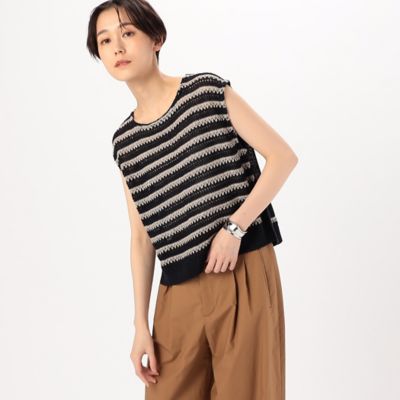〔　Ｓサイズ　〕　【ツイン対応】クロッシェ風引き上げ柄　ニットジレ（２６０６ＩＧ０７）