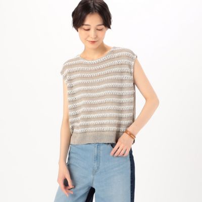 〔　Ｓサイズ　〕　【ツイン対応】クロッシェ風引き上げ柄　ニットジレ（２６０６ＩＧ０７）