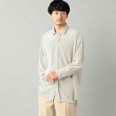 ＜β MEN (Men)＞キャメルストライプ　ロングシャツ（２７０３ＩＧ０２）