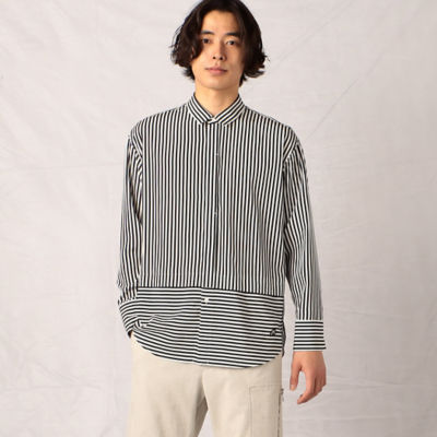 GANNI ポリエステルタフタ ストライプビッグシャツ GANNI ポリエステルタフタ ストライプビッグシャツ
