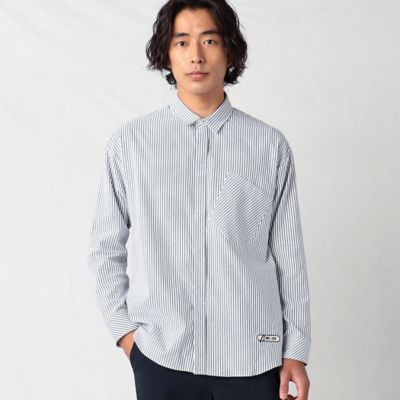 ＜β MEN (Men)＞ピーチスキンツイル　ブロックストライプシャツ　（２７１３ＩＡ０２）
