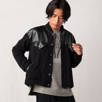 ＜β MEN (Men)＞スウェット×フェイクレザートラッカージャケット（２７２７ＢＡ０３）