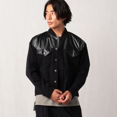 スウェット×フェイクレザートラッカージャケット（２７２７ＢＡ０３）