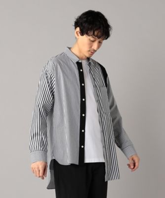 ＜β MEN (Men)＞アシンメトリー　ストライプシャツ（２７５５ＩＭ０１）